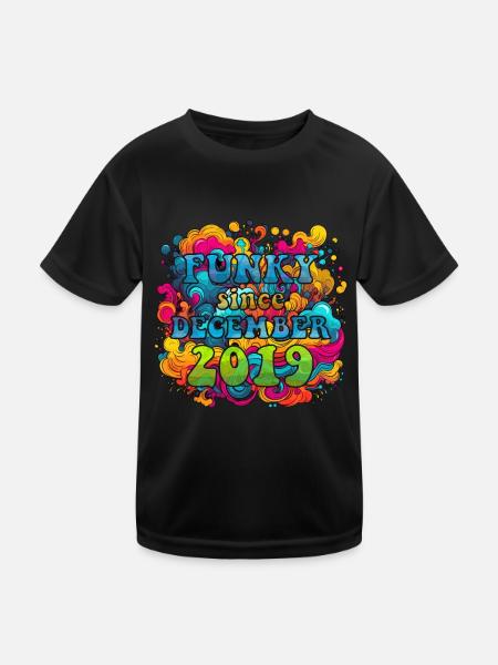 Funky Birthday: Décembre 2019 - Psychadelic - T-shirt sport Enfant - noir - Devant