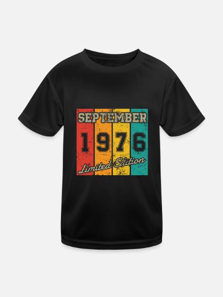 Date de naissance : Septembre 1976 - Édition limitée Retro - T-shirt sport Enfant - noir - Devant