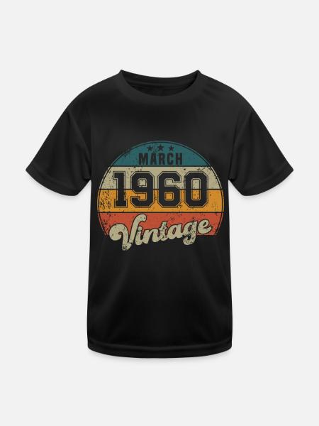 Vintage Geburtstag - März 1960 - Geschenkidee - Kinder Funktions-T-Shirt - Schwarz - Vorne