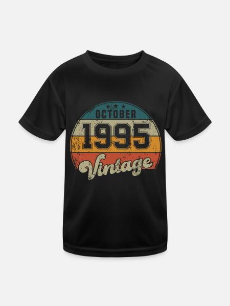 Vintage Geburtstag - Oktober 1995 - Geschenkidee - Kinder Funktions-T-Shirt - Schwarz - Vorne