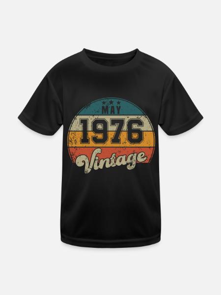 Vintage Geburtstag - Mai 1976 - Geschenkidee - Kinder Funktions-T-Shirt - Schwarz - Vorne
