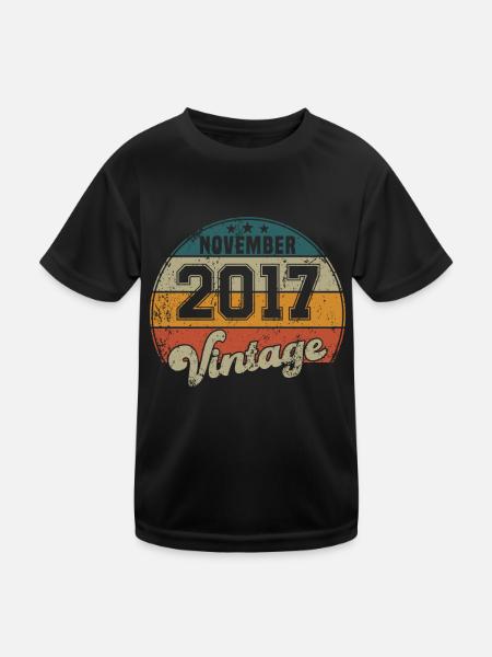 Vintage Geburtstag - November 2017 - Geschenkidee - Kinder Funktions-T-Shirt - Schwarz - Vorne