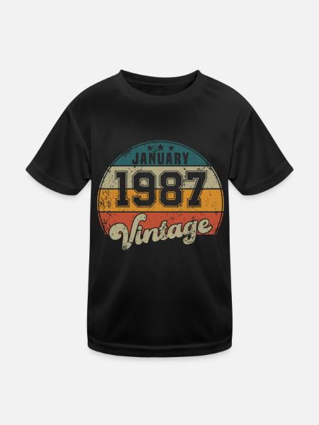 Vintage Geburtstag - Januar 1987 - Geschenkidee - Kinder Funktions-T-Shirt - Schwarz - Vorne