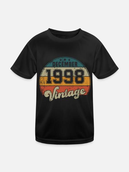 Vintage Geburtstag - Dezember 1998 - Geschenkidee - Kinder Funktions-T-Shirt - Schwarz - Vorne