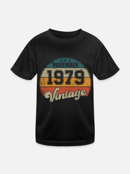 Vintage Geburtstag - November 1979 - Geschenkidee - Kinder Funktions-T-Shirt - Schwarz - Vorne