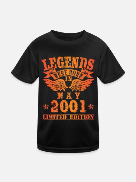 Legends were born in Mai 2001 Geburtstag - Kinder Funktions-T-Shirt - Schwarz - Vorne