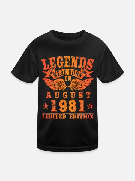 Les légendes sont nées en août 1981 - T-shirt sport Enfant - noir - Devant