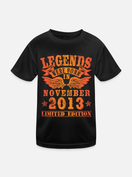 Legends were born in November 2013 Geburtstag - Kinder Funktions-T-Shirt - Schwarz - Vorne