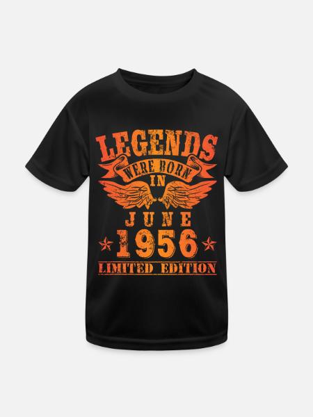 Legends were born in Juni 1956 Geburtstag - Kinder Funktions-T-Shirt - Schwarz - Vorne