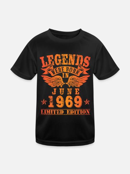 Legends were born in Juni 1969 Geburtstag - Kinder Funktions-T-Shirt - Schwarz - Vorne