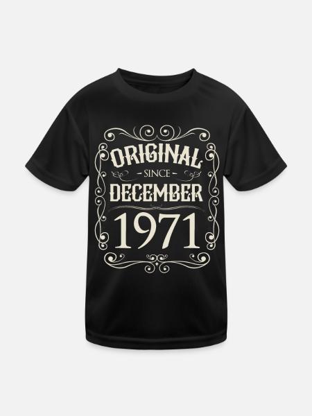 Vintage - Original since Dezember 1971 Geburtstag - Kinder Funktions-T-Shirt - Schwarz - Vorne