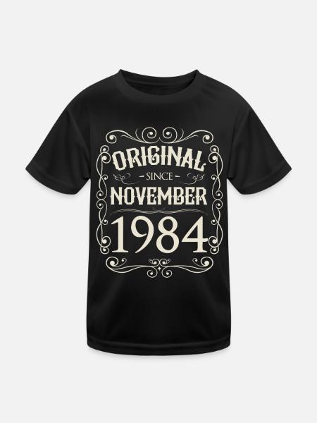 Vintage - Original since November 1984 Geburtstag - Kinder Funktions-T-Shirt - Schwarz - Vorne