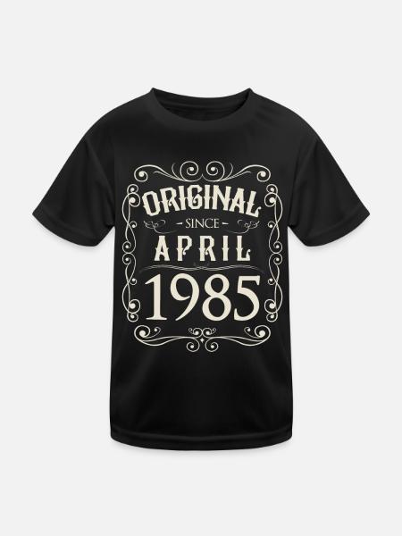 Vintage - Original since April 1985 Geburtstag - Kinder Funktions-T-Shirt - Schwarz - Vorne