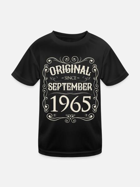 Vintage - Original since September 1965 Geburtstag - Kinder Funktions-T-Shirt - Schwarz - Vorne