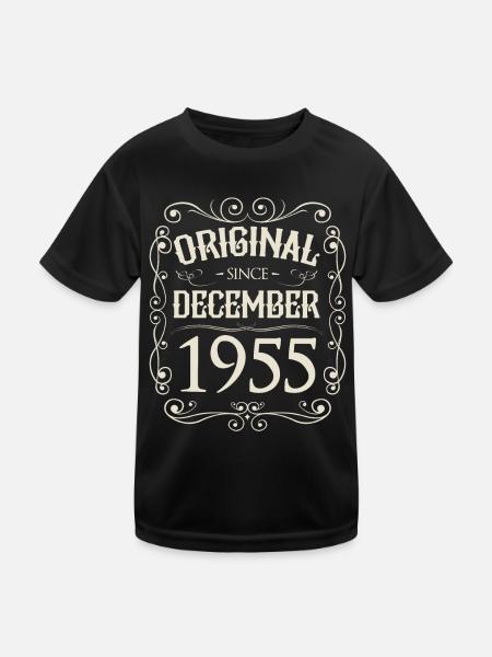 Vintage - Original since Dezember 1955 Geburtstag - Kinder Funktions-T-Shirt - Schwarz - Vorne