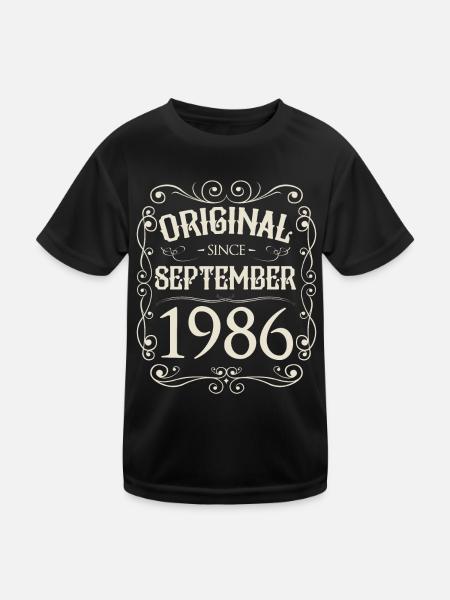 Vintage - Original since September 1986 Geburtstag - Kinder Funktions-T-Shirt - Schwarz - Vorne