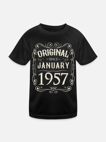 Vintage - Original since Januar 1957 Geburtstag - Kinder Funktions-T-Shirt - Schwarz - Vorne
