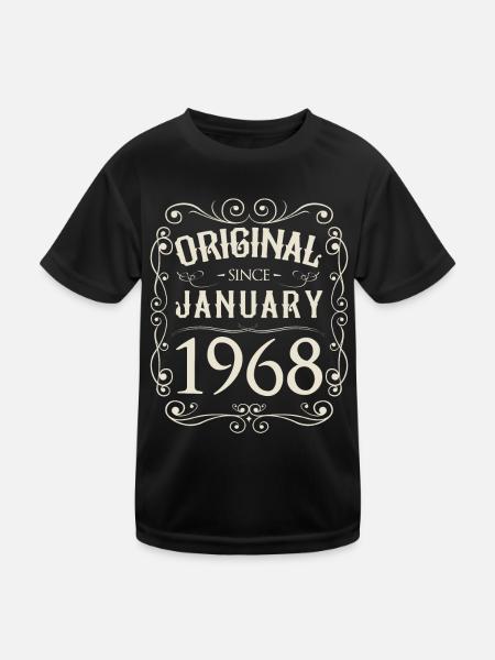 Vintage - Original since Januar 1968 Geburtstag - Kinder Funktions-T-Shirt - Schwarz - Vorne