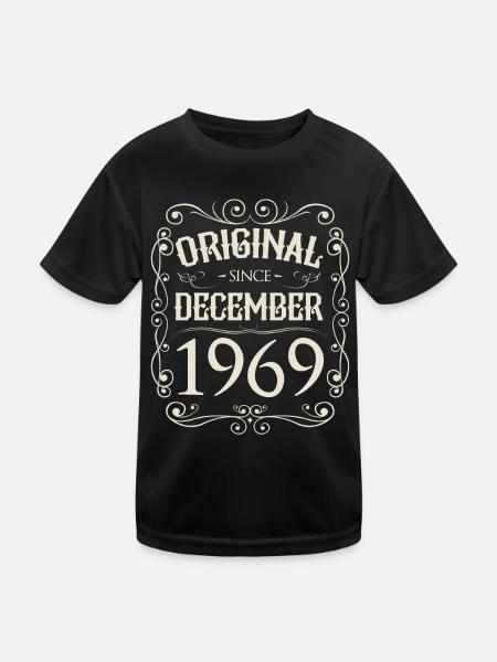 Vintage - Original since Dezember 1969 Geburtstag - Kinder Funktions-T-Shirt - Schwarz - Vorne