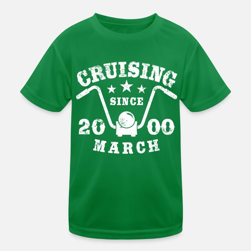Cruising Biker Birthday March 2000 Motorcycle Kids Functional T-Shirt