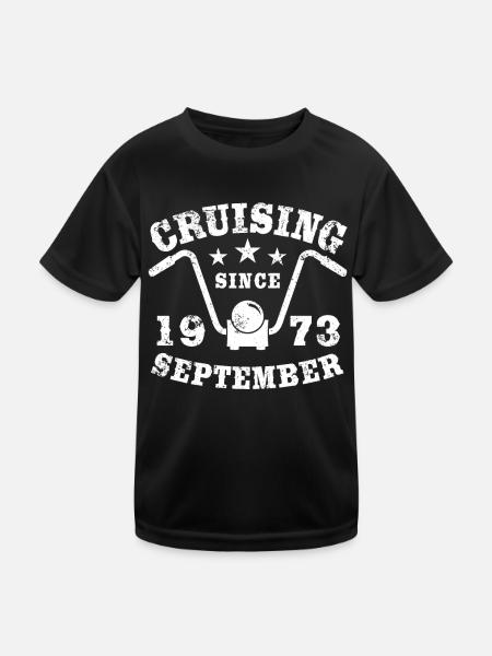 Cruising Biker Geburtstag September 1973 Motorrad - Kinder Funktions-T-Shirt - Schwarz - Vorne