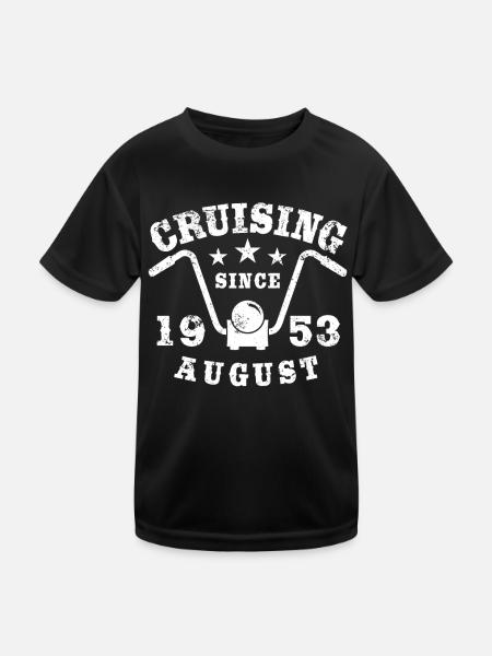 Cruising Biker Geburtstag August 1953 Motorrad - Kinder Funktions-T-Shirt - Schwarz - Vorne