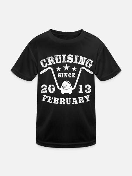 Cruising Biker Geburtstag Februar 2013 Motorrad - Kinder Funktions-T-Shirt - Schwarz - Vorne