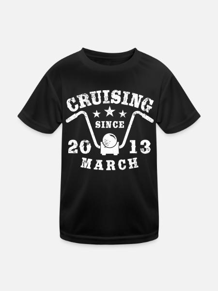 Cruising Biker Geburtstag März 2013 Motorrad - Kinder Funktions-T-Shirt - Schwarz - Vorne