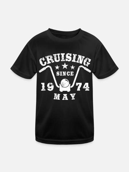 Cruising Biker Geburtstag Mai 1974 Motorrad - Kinder Funktions-T-Shirt - Schwarz - Vorne