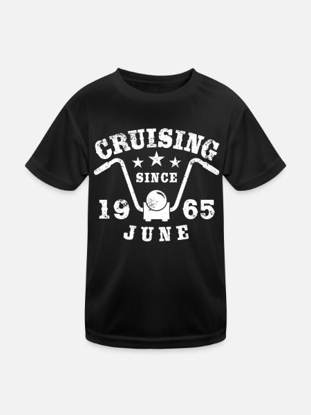 Cruising Biker Geburtstag Juni 1965 Motorrad - Kinder Funktions-T-Shirt - Schwarz - Vorne