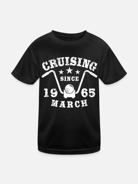 Cruising Biker Geburtstag März 1965 Motorrad - Kinder Funktions-T-Shirt - Schwarz - Vorne