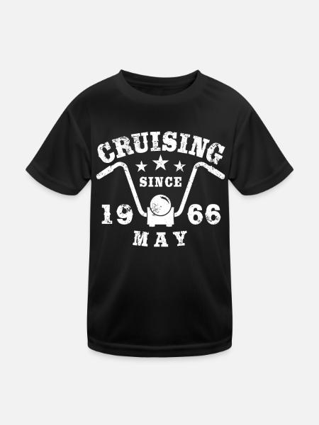Cruising Biker Geburtstag Mai 1966 Motorrad - Kinder Funktions-T-Shirt - Schwarz - Vorne