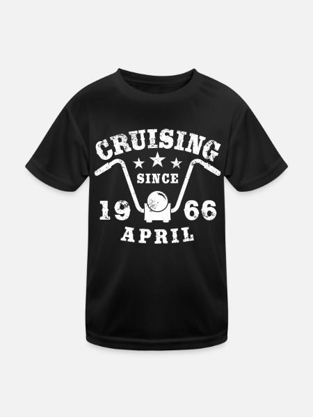 Cruising Biker Geburtstag April 1966 Motorrad - Kinder Funktions-T-Shirt - Schwarz - Vorne