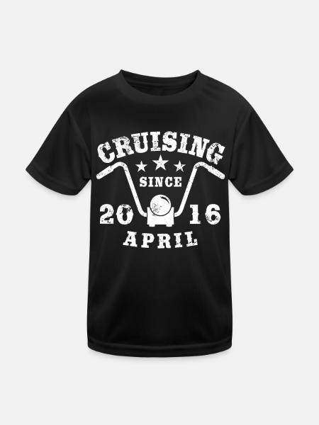Cruising Biker Birthday April 2016 Motorcycle - Kids Functional T-Shirt - black - Front