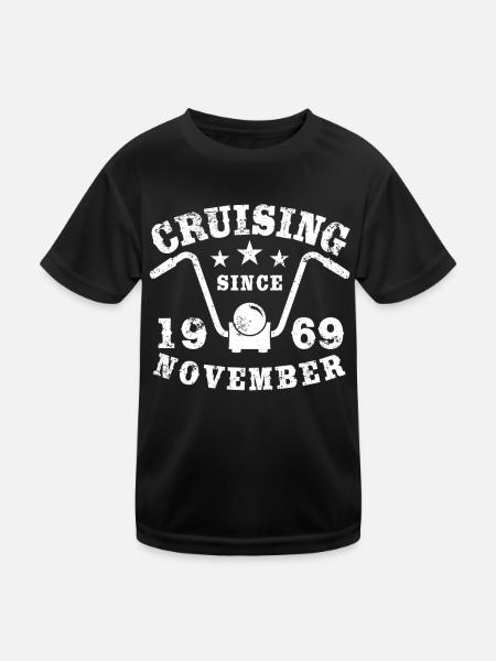 Cruising Biker Geburtstag November 1969 Motorrad - Kinder Funktions-T-Shirt - Schwarz - Vorne