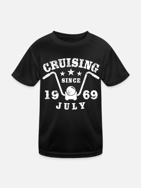 Cruising Biker Geburtstag Juli 1969 Motorrad - Kinder Funktions-T-Shirt - Schwarz - Vorne