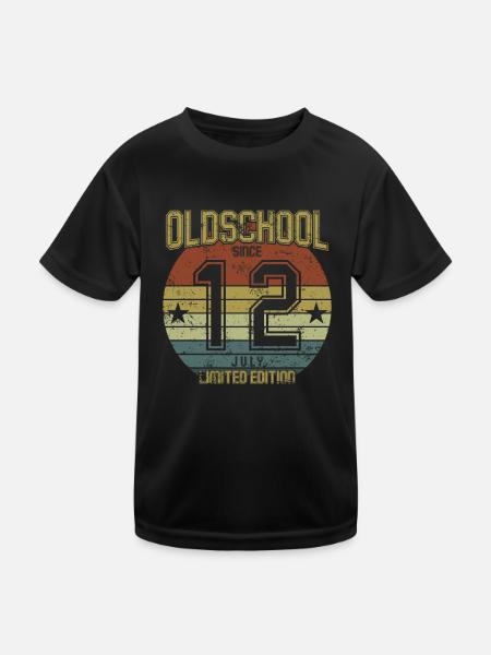 July 2012 - Geburtstag im Juli Oldschool - Kinder Funktions-T-Shirt - Schwarz - Vorne