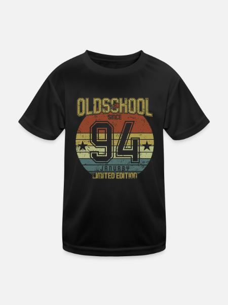 January 1994 - Geburtstag im Januar Oldschool - Kinder Funktions-T-Shirt - Schwarz - Vorne