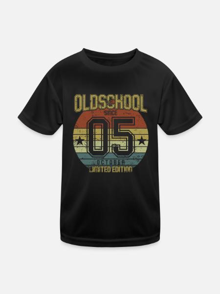 October 2005 - Geburtstag im Oktober Oldschool - Kinder Funktions-T-Shirt - Schwarz - Vorne