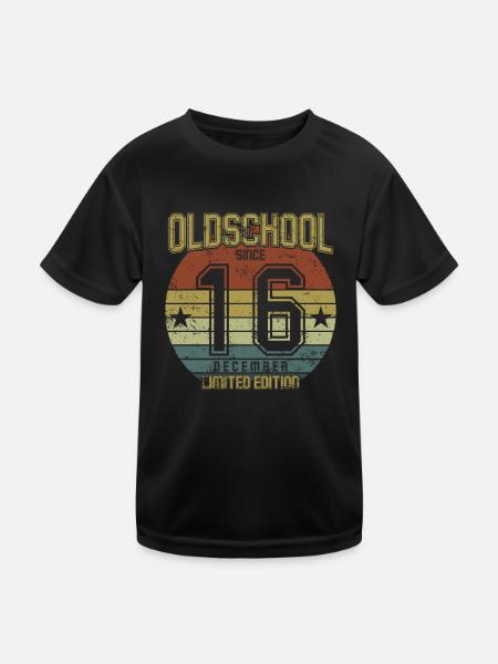 December 2016 - Birthday in December Oldschool - Kids Functional T-Shirt - black - Front