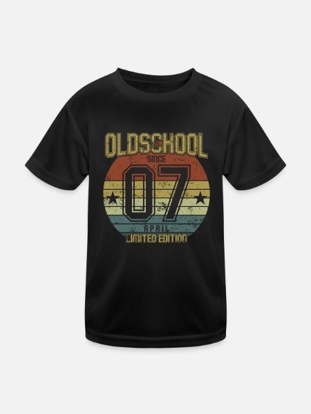 April 2007 - Birthday in April Oldschool - Kids Functional T-Shirt - black - Front