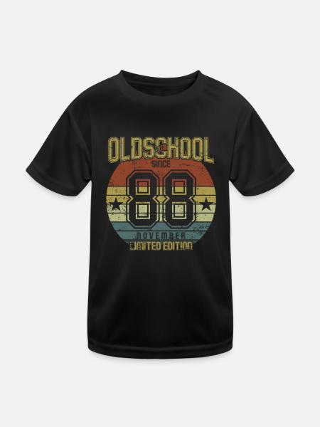 November 1988 - Geburtstag im November Oldschool - Kinder Funktions-T-Shirt - Schwarz - Vorne