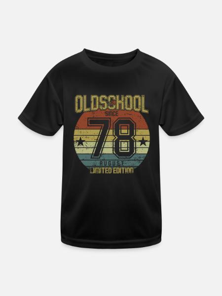 August 1978 - Geburtstag im August Oldschool - Kinder Funktions-T-Shirt - Schwarz