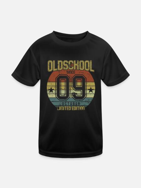 Octobre 2009 - Anniversaire en octobre Oldschool - T-shirt sport Enfant - noir - Devant