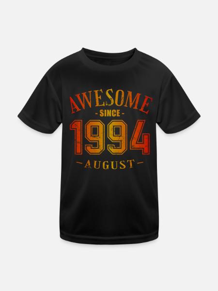 August 1994 - Geburtstag im August Awesome - Kinder Funktions-T-Shirt - Schwarz - Vorne