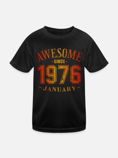 January 1976 - Geburtstag im Januar Awesome - Kinder Funktions-T-Shirt - Schwarz - Vorne