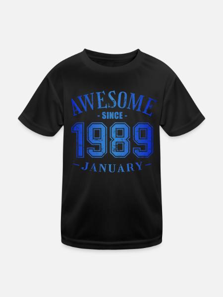 January 1989 - Geburtstag im Januar Awesome - Kinder Funktions-T-Shirt - Schwarz - Vorne