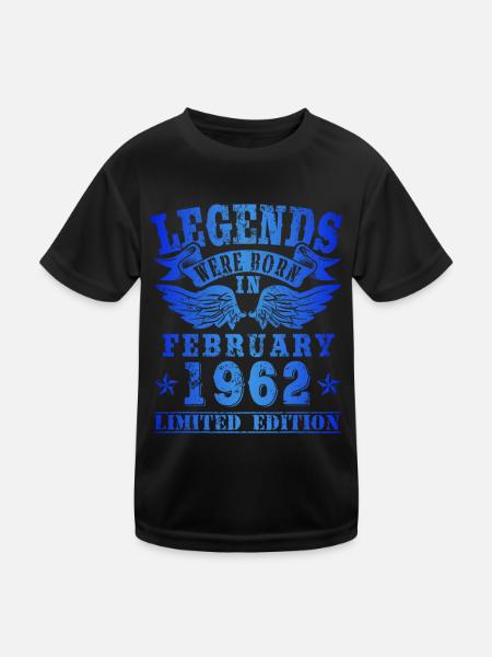 Legends were born in February 1962 Birthday - Kids Functional T-Shirt - black - Front