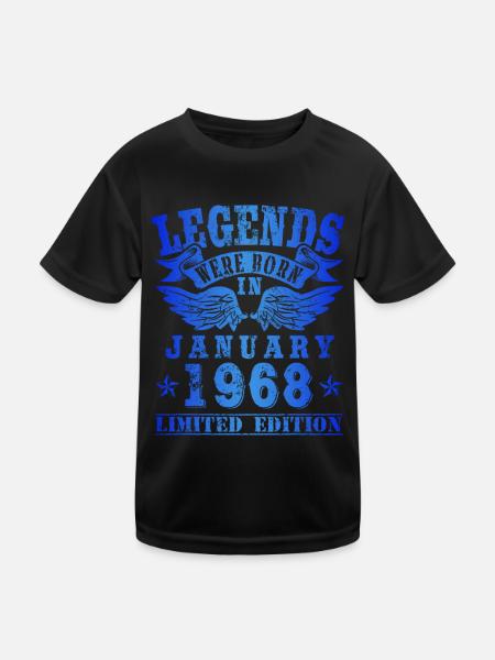 Legends were born in Januar 1968 Geburtstag - Kinder Funktions-T-Shirt - Schwarz - Vorne