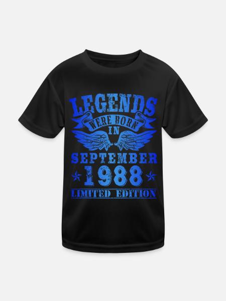 Legends were born in September 1988 Birthday - Kids Functional T-Shirt - black - Front